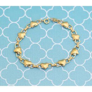 Vintage Gold Tone Simple Hearts Bracelet 7 inch by Avon - R16